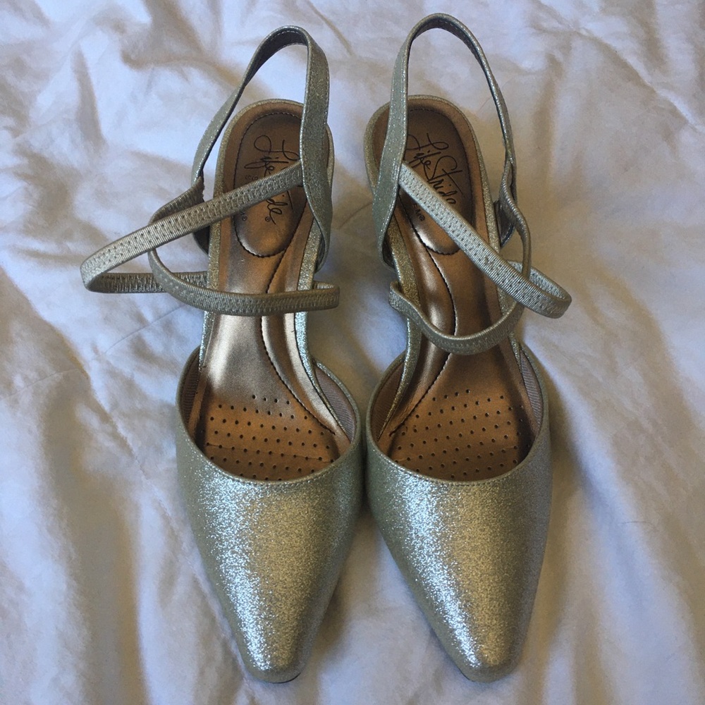 Really cute silver heels